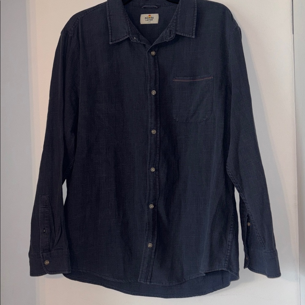 Marine Layer Men's Long-Sleeve Button-Up Shirt - Navy - Picture 2 of 7